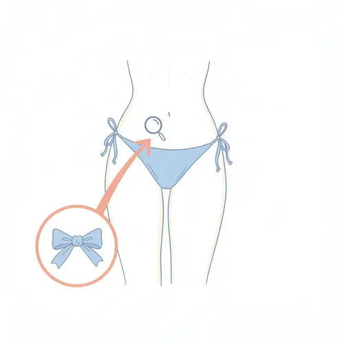 Diagramme montrant où positionner le nœud de l'attache latérale juste au-dessus de la courbe la plus pleine de la hanche.