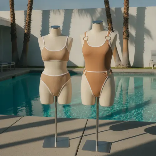Bikini e costume intero premium da resort in stile L*Space con texture a costine e accessori dorati