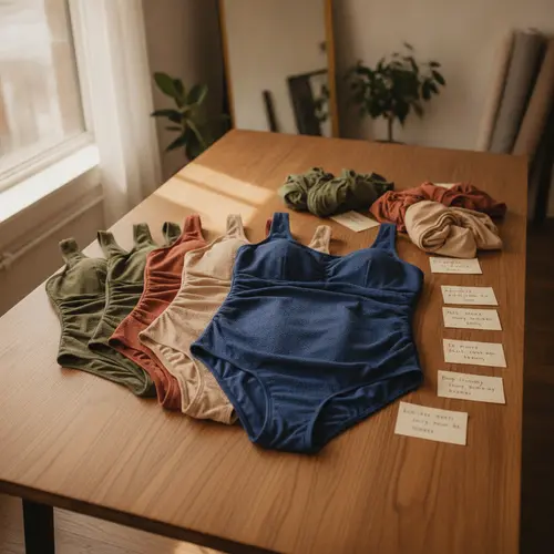 Costume intero inclusivo in stile Andie con opzioni di vestibilità maternità e D+ disposte per taglia