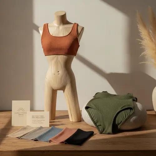 Costume da bagno premium consapevole in stile Vitamin A in tessuto a costine riciclato con tonalità terrose